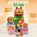 Матрешка деревянная детская развивающая игрушка для детей сортер сказка Маша и три медведя 5 мест 15 см Орнамент