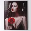 Алмазная вышивка полное заполнение Красная роза, на раме, 40x50 см