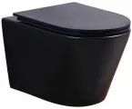 Унитаз подвесной безободковый Esbano Clavel чёрный матовый с быстросъемным тонким сиденьем с микролифтом