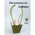 Букет тюльпанов из зефира в корзинке, Тюльпаны ,9 тюльпанов Цвет упаковки: зелёный