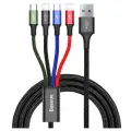 Кабель Baseus 4 in 1 Rapid Series USB - microUSB/USB Type-C/2xLightning (CA1T4-A01), длина 1.2 м, 1 шт., черный