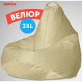 Кресло-мешок PUFON груша размер 3XL , молочный , материал велюр