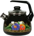 Чайник эмалированный со свистком СтальЭмаль Вологда, 3 л, черный