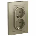Systeme Electric AtlasDesign Шампань, Розетка с заземлением двойная, 16А, в сборе, ATN000524
