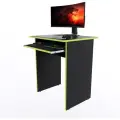 Компьютерный стол Минис+, 60х50х72,6 см, чёрный с зелёной кромкой