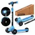 Самокат трехколесный, разборный, с фарой, высота руля регулируется(61-77см), нагрузка до 50 кг. Синий.