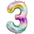 Воздушный шар Цифра 3, Радужные Искры, 86 см