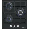 Газовая варочная панель HOMSAIR HGG433TGCBK, 3 конфорки, WOK, электроподжиг, газ-контроль