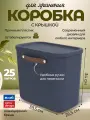 Коробка ящик для хранения вещей, мелочей, пластиковая с крышкой и ручкой, Rotho Maloja, темно-синий, 25 л.