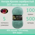 Пряжа Color City Ангора кролик серебристый 207(308) светлая мята (100г/500м, упаковка 5 мотков)