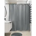 Штора для ванной тканевая полиэстер серый 180х200 см, на кольцах / шторка для душа водоотталкивающая