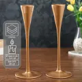 Стеклянный подсвечник на 1 свечу «Узкий бокал», набор 2 шт, золото матовое, 28×10.8×10.8 см