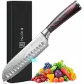 Нож кухонный PAUDIN профессиональный сантоку, универсальный для мяса и овощей, длина лезвия 17 см, HRC 56+