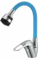 Смеситель для кухни с высоким гибким силиконовым изливоми 2-х режимной лейкой D-lin D150628-6T, синий