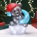 Светящаяся фигура Мишутка на снежном шаре 35 см, 40 холодных белых LED ламп, таймер, на батарейках, IP44, Kaemingk, 491525