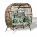 Кресло-кокон MALACCA Лучиано, искусственный ротанг, подушки в комплекте, в цвете индийское дерево