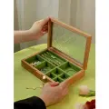 Шкатулка Flora, для украшений, дерево, 2 отделения, цвет зеленый, бежевый