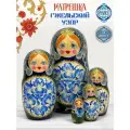 Матрешка деревянная детская традиционная гжель развивающая игрушка 5 мест 18 см Орнамент
