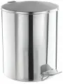 Ведро мусорное с педалью 15 литров, усиленное, хром, нержавеющая сталь, титан
