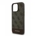 Guess для iPhone 16 Pro Max чехол PU 4G Bottom stripe Metal logo Hard Brown