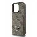 Guess для iPhone 16 Pro чехол PU 4G Double cardslot Triangle metal logo Hard Brown