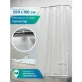 Штора для ванной комнаты VILINA 200х180см Бриллиант водоотталкивающая занавеска для душа однотонная с люверсами с кольцами белая
