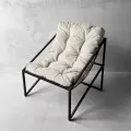 Кресло мягкое удобное для отдыха, уличное, на балкон, веранду, в стиле лофт, минимализм, Слэш + Велюр белый