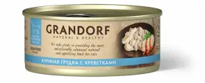 Влажный корм для кошек Grandorf с куриной грудкой, с креветками 6 шт. х 70 г
