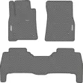 Автомобильные коврики EVA для Toyota Land Cruiser 200 дорестайл (2007-2012), каучуковый подпятник и 2 эмблемы, серые с серым кантом, ячейка - ромб