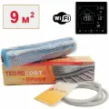Теплый пол электрический под плитку 9 м2 / Нагревательный мат Теплософт Профи с умным черным Wi-Fi терморегулятором