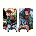 Наклейка виниловая защитная на игровую консоль Sony PlayStation 5 Fat Disc Edition, Тандзиро, полный комплект с геймпадами