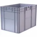 Ящик полимерный Тара 600х400х420 стенки сплошные, дно усиленное, 4 закрытые ручки, цв. серый