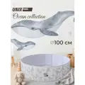 Детский сухой бассейн без шариков Ocean 100 см Grey, складной, для дома и дачи, Киты
