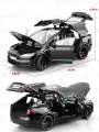 Tesla Model X Тесла 21 см машинка металлическая, открываются двери, капот и багажник, со светом и звуком, поворачиваются колеса, черная