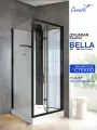 Душевая кабина Ceruttispa BELLA 90B (90x90x215-225), центральная панель С душем И лейкой, с низким поддоном, профиль черный, стекло прозрачное