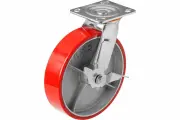 Большегрузное полиуретановое колесо поворотное с площадкой и тормозом SCPB 63 (150 мм; 360 кг) А5 1000111