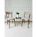 Стулья для кухни SAYMAN 2 шт, деревянные со спинкой, Бежевый велюр