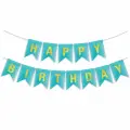 Гирлянда бумажная Волна веселья Happy Birthday голубой, Золото Металлик с блестками 350 см