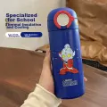 Angelamiao Children's Insulated Cup with Straw, Kids' Water Bottle, 316 Stainless Steel Student Portable Thermos, 480ML Ultraman