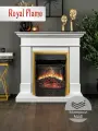 Камин электрический Royal Flame California белый ceramic с очагом Majestic FX Brass, портал из МДФ, очаг с эффектом реального пламени, оборевом 2 кВт, пультом ДУ и звуковым эффектом потрескивания дров