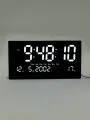 Часы электронные настенные, 47.5x25.3 см, белые цифры, особенности: с календарём