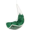 Подвесное кресло кокон Bigarden из ротанга Wind WhiteBS Зеленая подушка