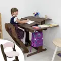 Парта для школьника, растущая парта и растущий стул, с подушкой, комплект, окрашен маслом