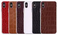 Наклейка из экокожи для iPhone X/XS, красная, 3D текстура, защита от царапин