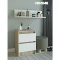 Тумба прикроватная 2 ящика сонома с белыми фасадами без ручек напольная, 40х54х35см, ЛДСП 12кг