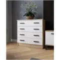 Комод Micon КМ-2, современный стиль, 4 выдвижных ящика, сонома/белый