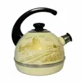 Рубин чайник для плиты из эмалированной стали со свистком, 3.5 л, слоновая кость