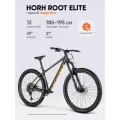 Велосипед горный HORH ROOT Elite (2025) Black Gold, колесо 29 для взрослых на рост 185-195 см, алюминиевая рама 21