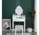Туалетный столик с пуфом Vinotti S005 Белый Размеры: Высота 1410мм Глубина 405мм Ширина 755мм