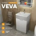 Тумба с раковиной в ванную 50х35 см VEVA напольная, цвет Бетон светло-серый, MODULEASY Ц0000039171